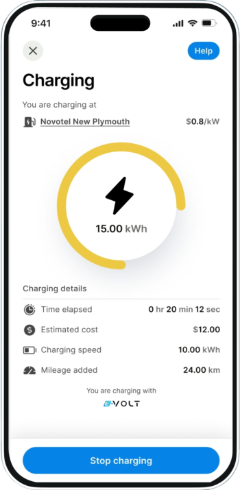 E-Volt հավելվածի լիցքավորման էկրանի պատկեր